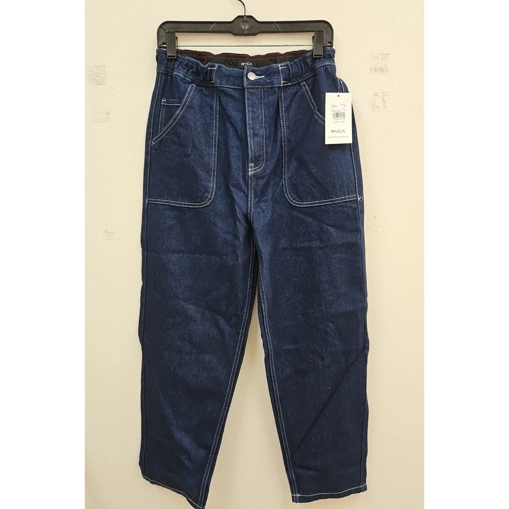 RVCA Scrunchie Denim Pant High Waisted Jeans Small NWT Skater Surf 90's Boho
